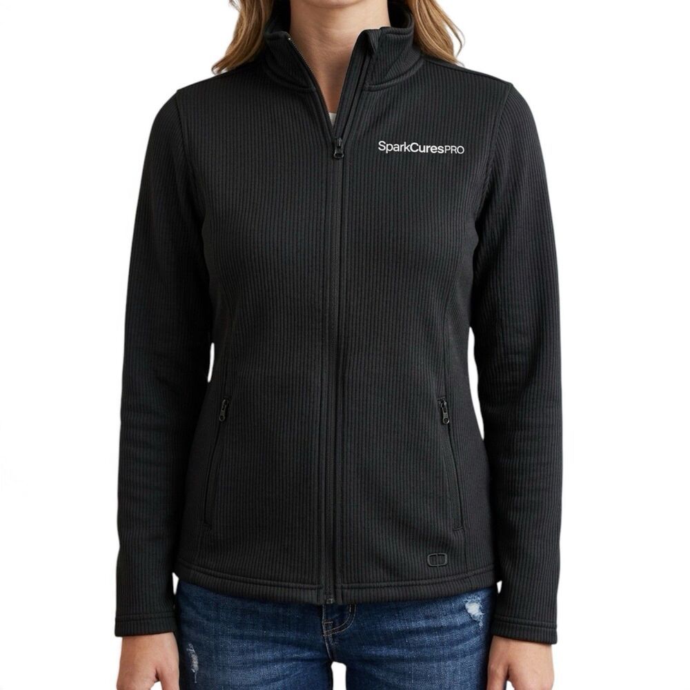 OGIO Grit Women M Full Zip Jacket Black Heavyweight Fleece SparkCures Pro Logo
